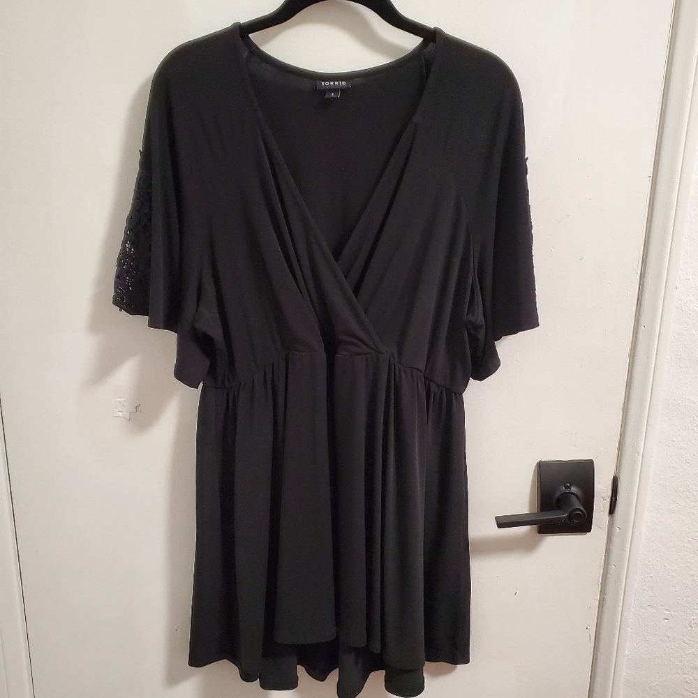 Torrid Black V-Neck Babydoll Top